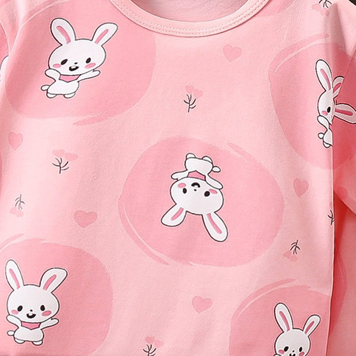 Girls Printed Pure Cotton T-Shirt With Shorts