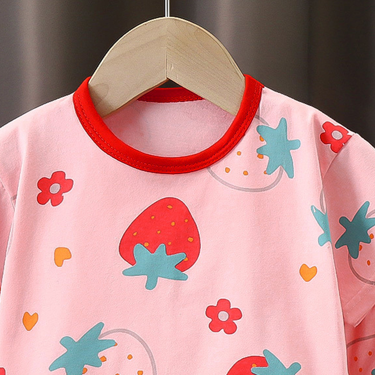 Girls Printed Short Sleeves Pure Cotton T-shirt With Shorts