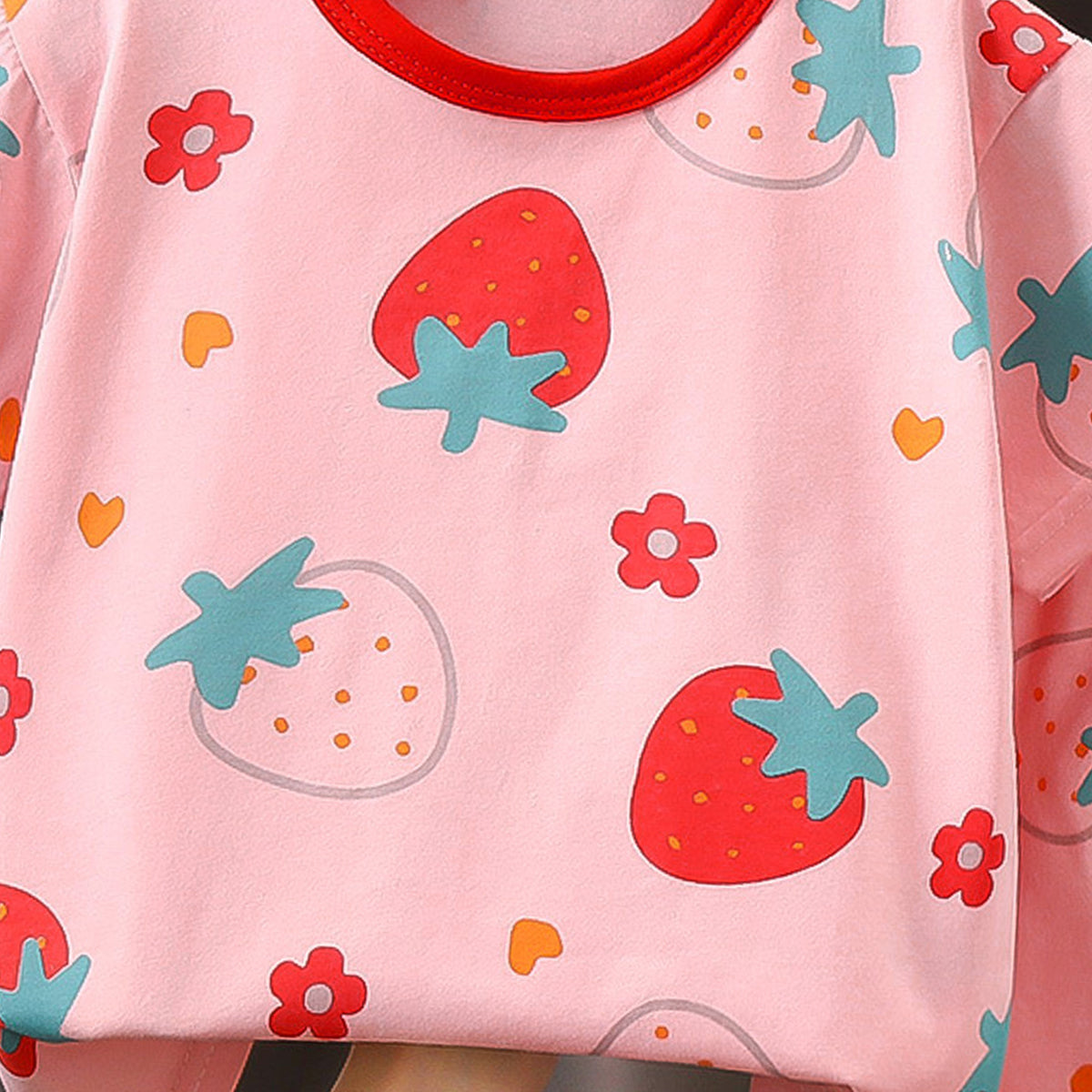 Girls Printed Short Sleeves Pure Cotton T-shirt With Shorts