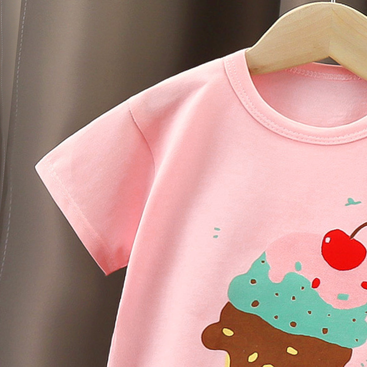 Girls Printed Short Sleeves Pure Cotton T-shirt With Shorts