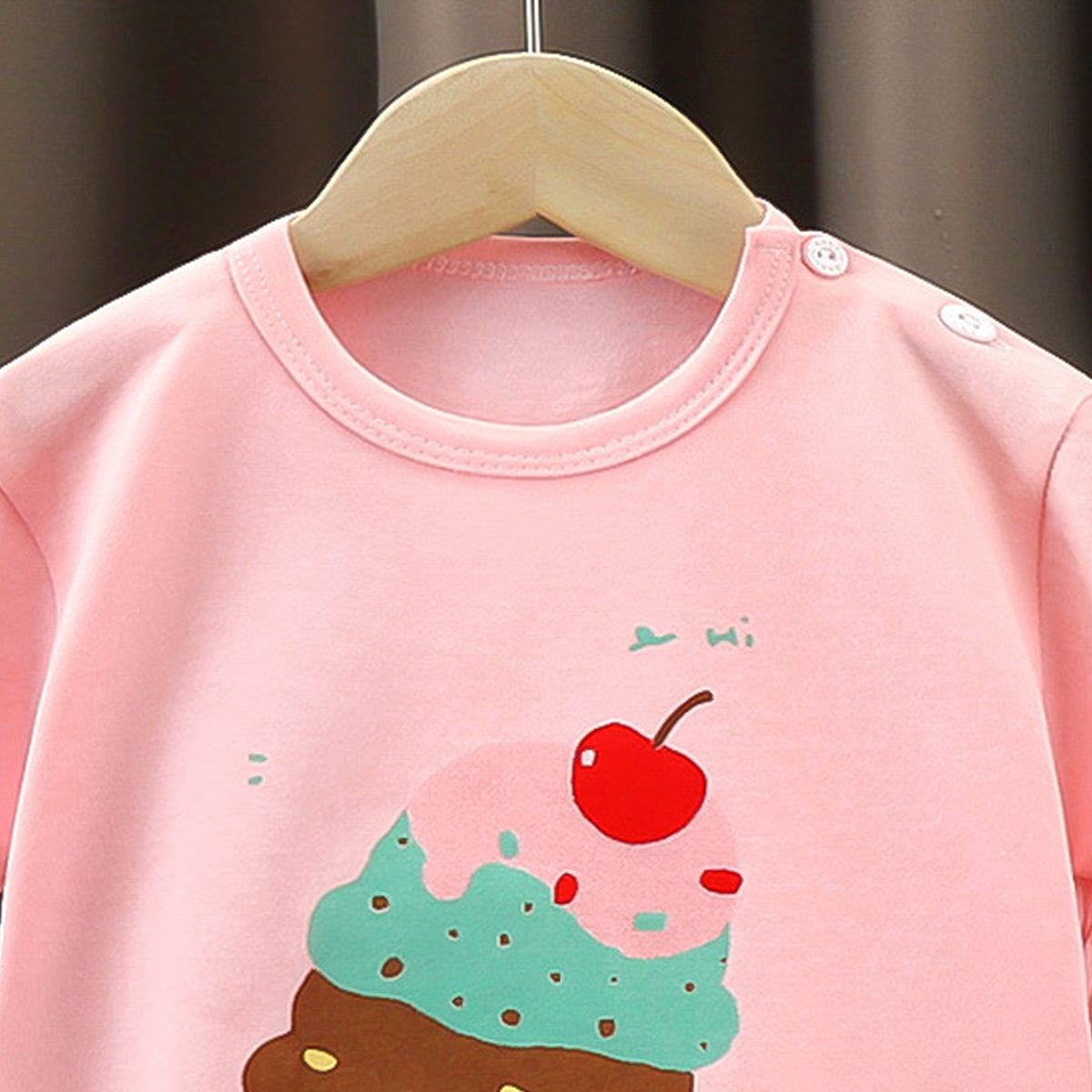 Girls Printed Short Sleeves Pure Cotton T-shirt With Shorts