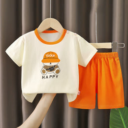 Boys Printed Short Sleeves Pure Cotton T-shirt With Shorts