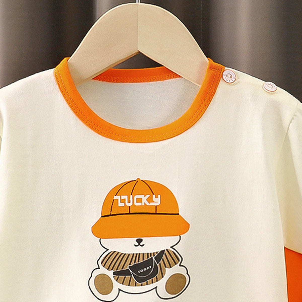 Boys Printed Short Sleeves Pure Cotton T-shirt With Shorts