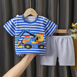 Boys Striped Pure Cotton T-Shirt With Shorts