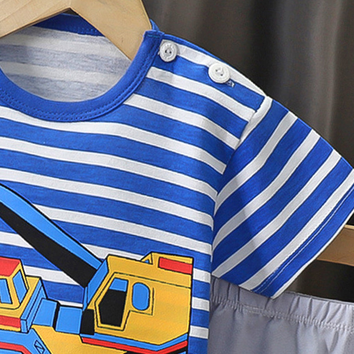 Boys Striped Pure Cotton T-Shirt With Shorts
