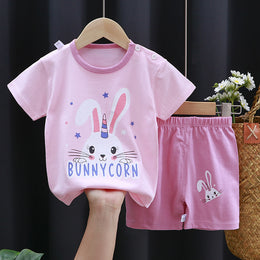 Girls Printed Pure Cotton T-shirt With Shorts
