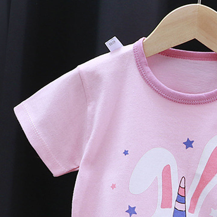 Girls Printed Pure Cotton T-shirt With Shorts