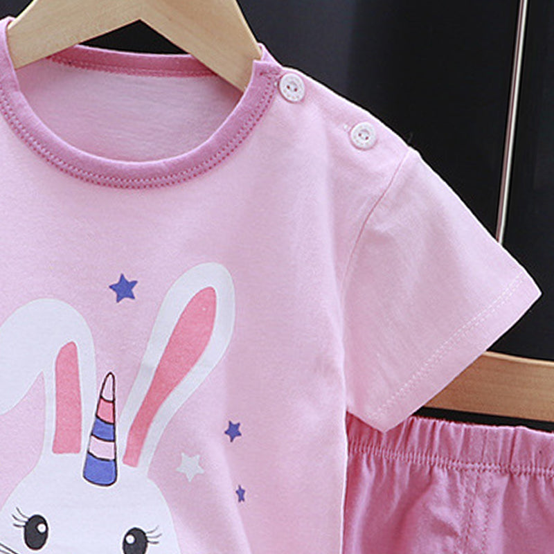Girls Printed Pure Cotton T-shirt With Shorts