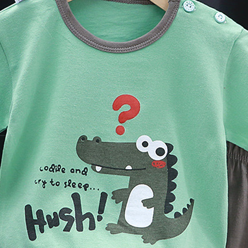 Boys Printed Short Sleeves Pure Cotton T-shirt With Shorts