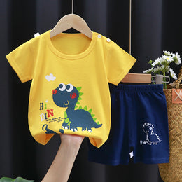 Boys Printed Pure Cotton T-Shirt With Shorts