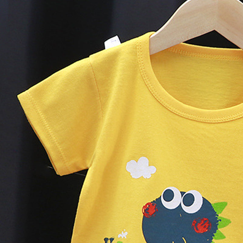 Boys Printed Pure Cotton T-Shirt With Shorts