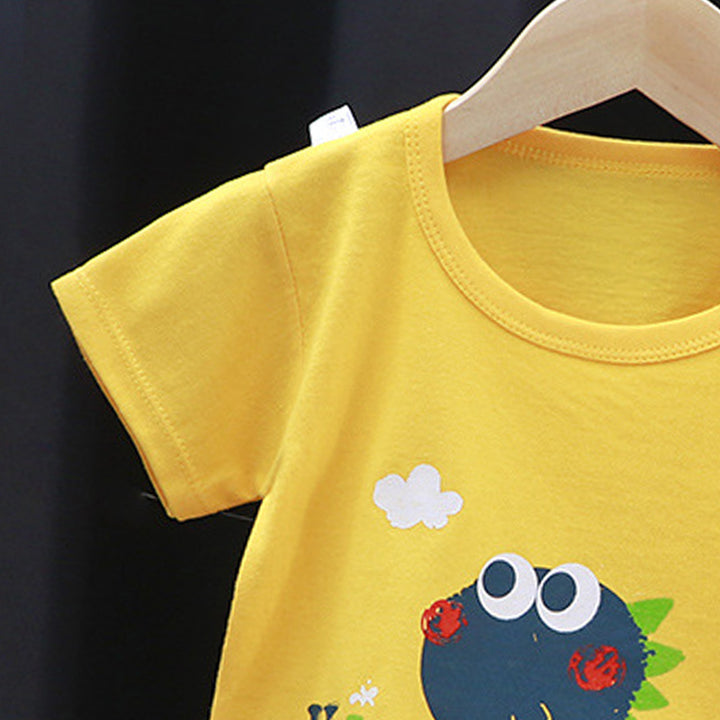 Boys Printed Pure Cotton T-Shirt With Shorts