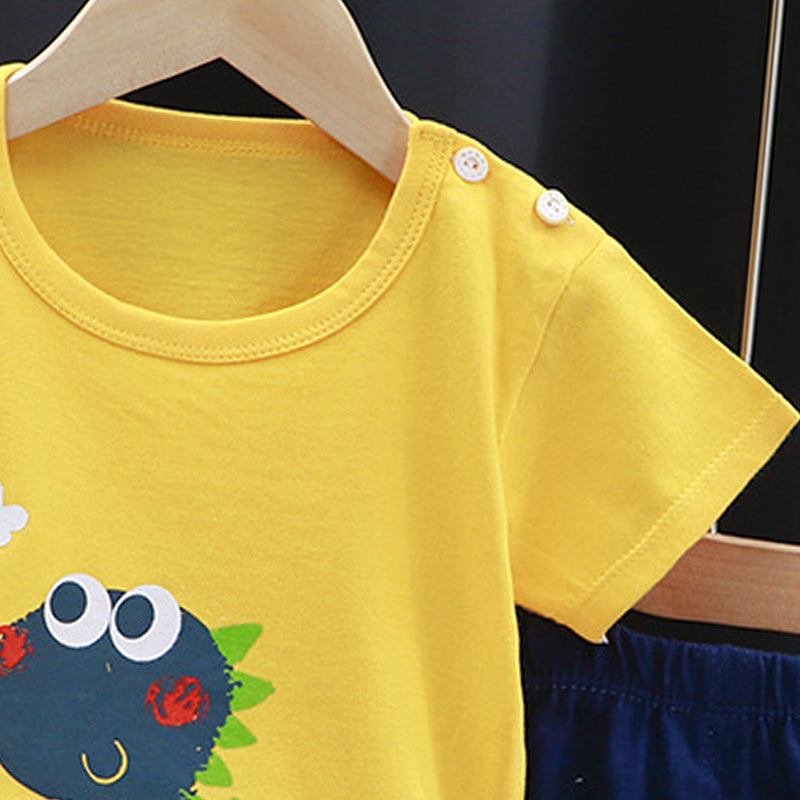 Boys Printed Pure Cotton T-Shirt With Shorts