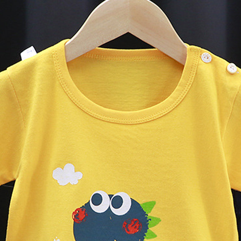 Boys Printed Pure Cotton T-Shirt With Shorts