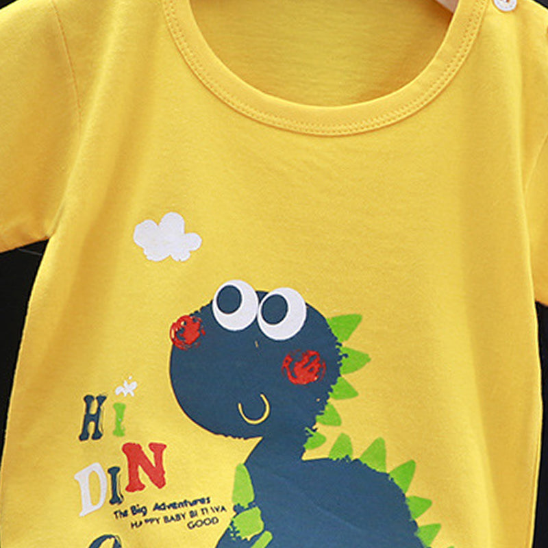 Boys Printed Pure Cotton T-Shirt With Shorts