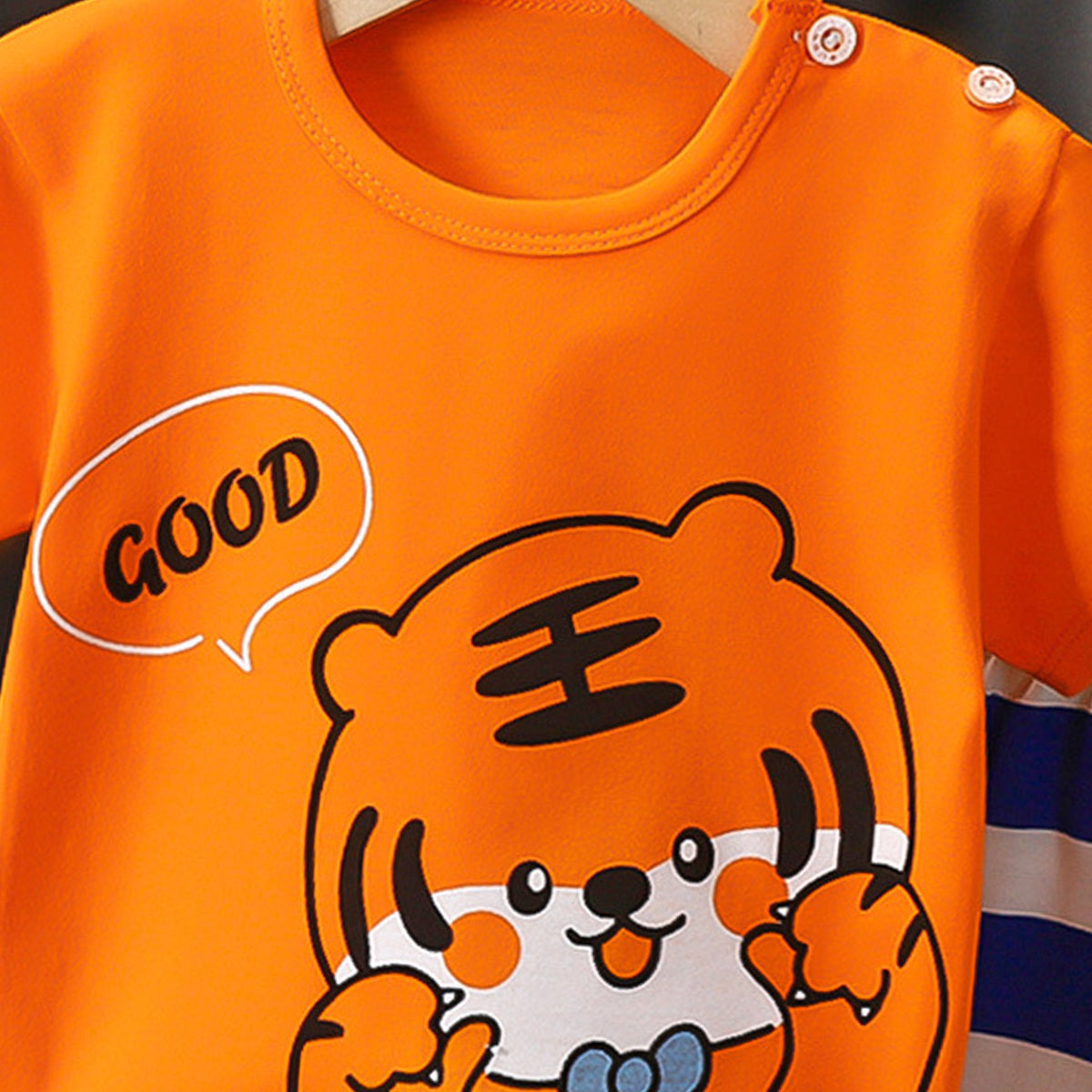 Boys Printed Short Sleeves Pure Cotton T-shirt With Shorts