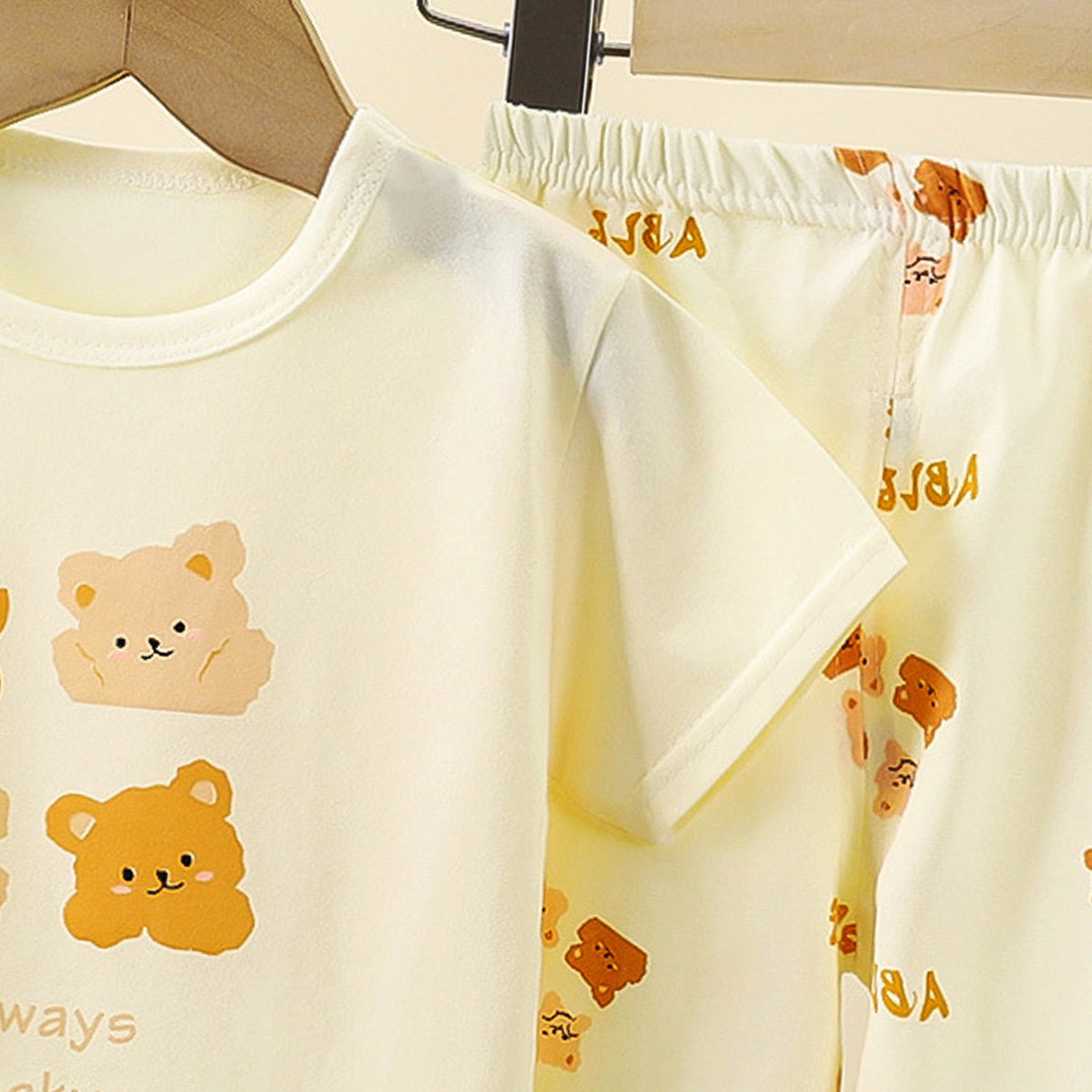 Kids Printed Short Sleeves Pure Cotton T-shirt With Trousers