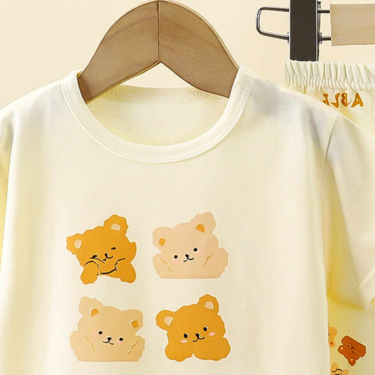 Kids Printed Short Sleeves Pure Cotton T-shirt With Trousers