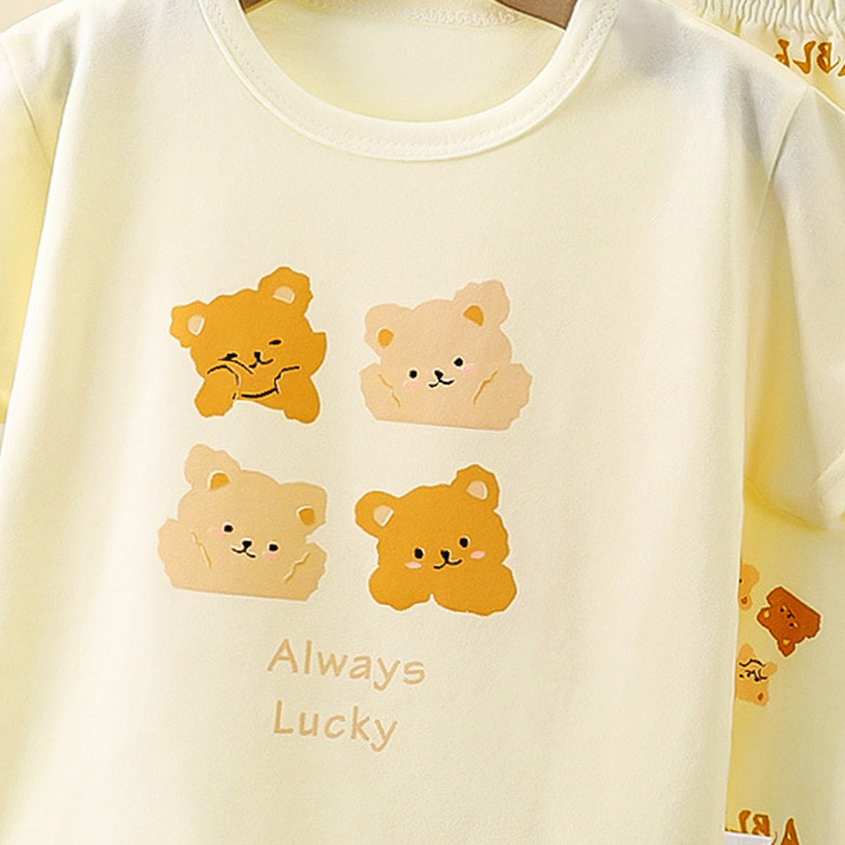 Kids Printed Short Sleeves Pure Cotton T-shirt With Trousers