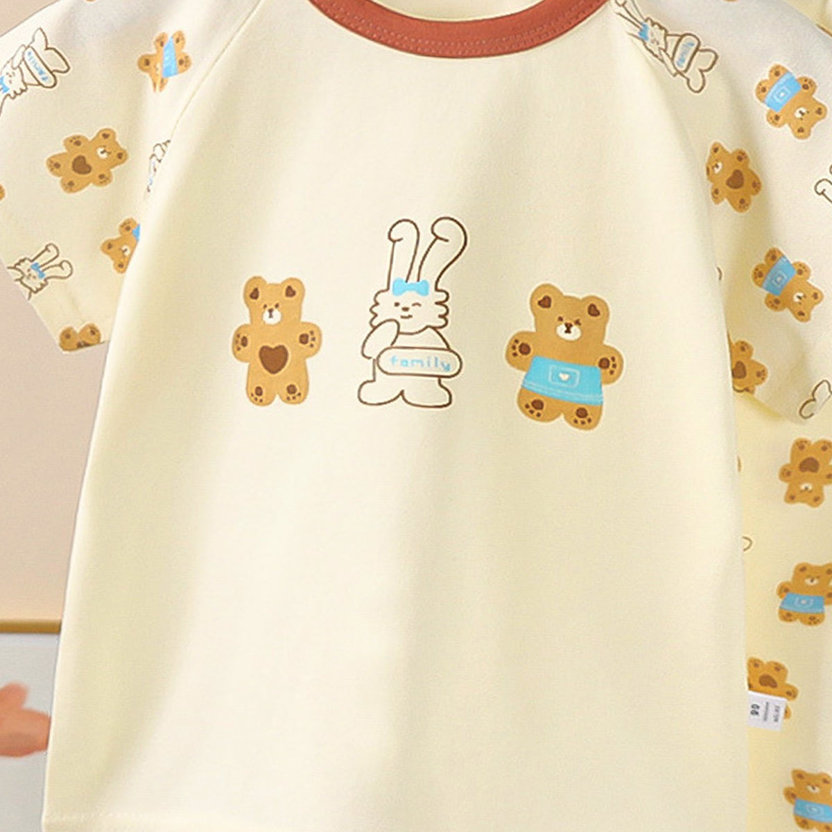 Kids Printed Short Sleeves Pure Cotton T-shirt With Trousers