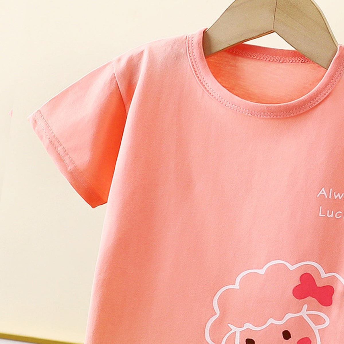 Girls Printed Short Sleeves Pure Cotton T-shirt With Trousers