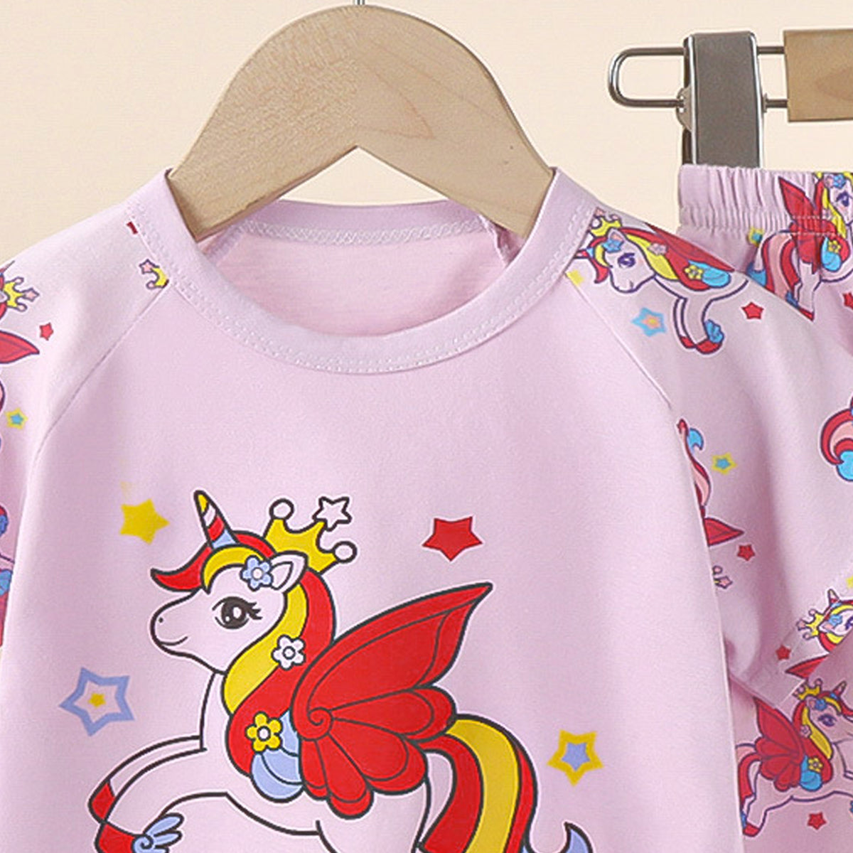 Girls Printed Short Sleeves Pure Cotton T-shirt With Trousers