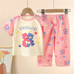 Girls Printed Pure Cotton T-shirt With Trousers