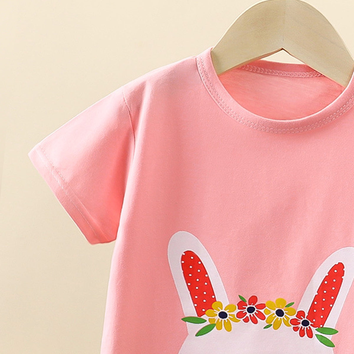 Girls Printed Short Sleeves Pure Cotton T-shirt With Trousers