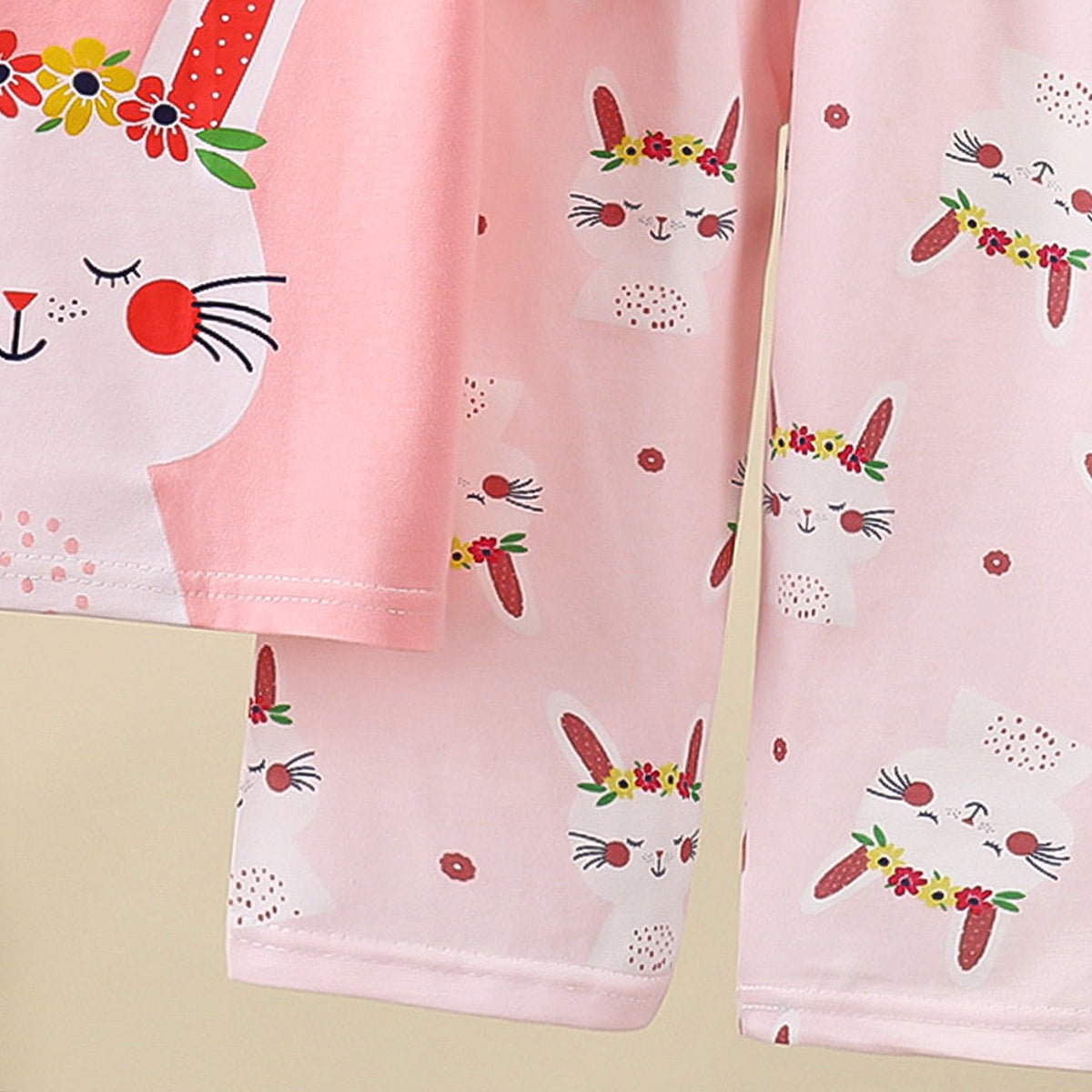 Girls Printed Short Sleeves Pure Cotton T-shirt With Trousers