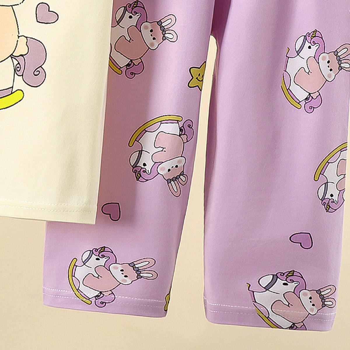 Girls Printed Short Sleeves Pure Cotton T-shirt With Trousers