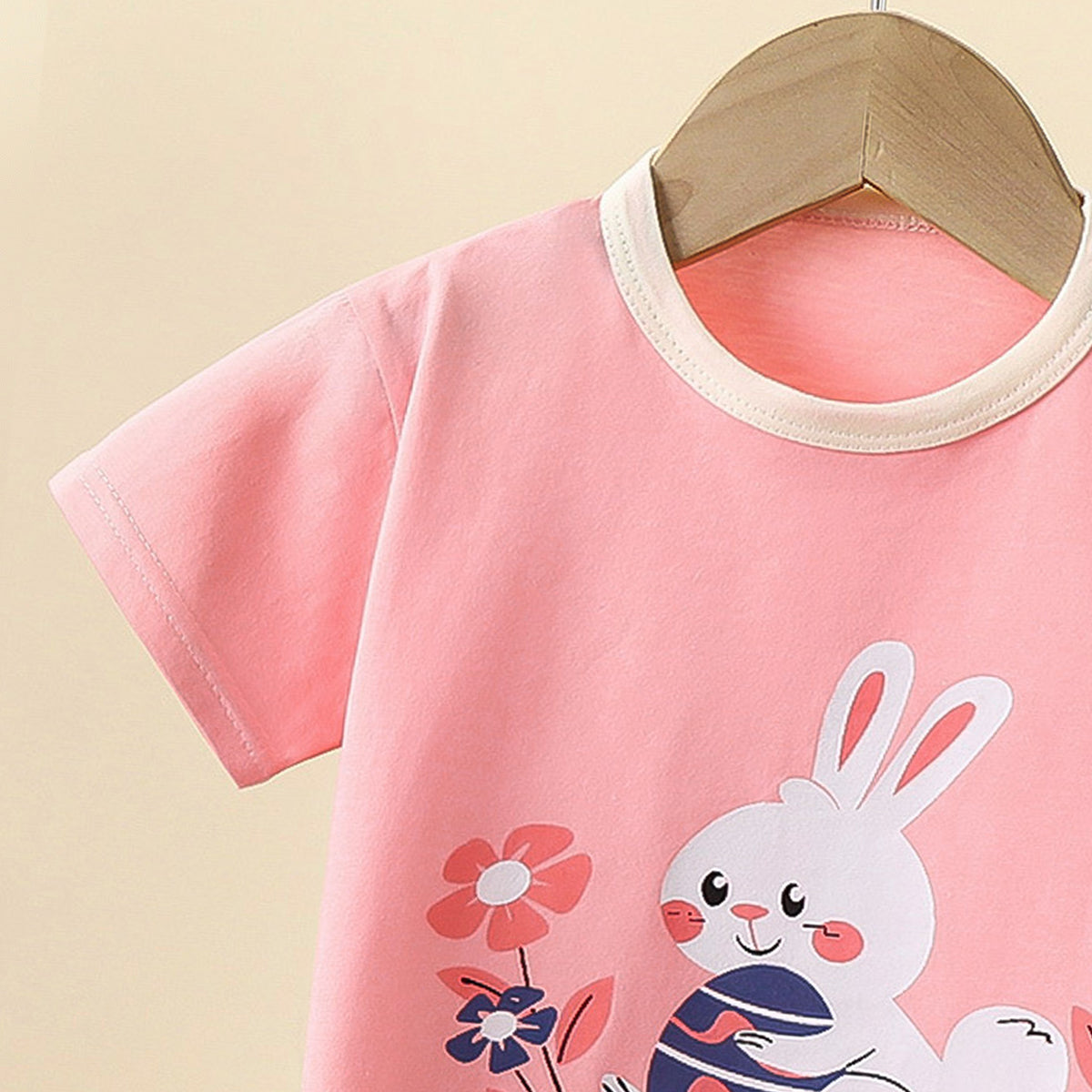 Girls Printed Short Sleeves Pure Cotton T-shirt With Trousers