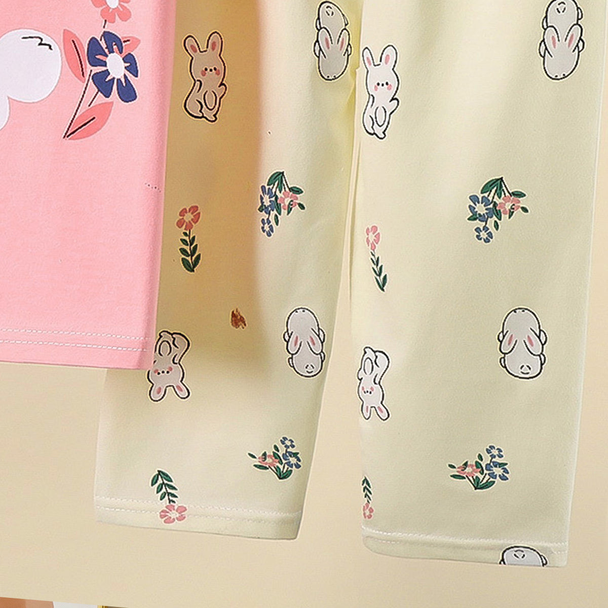 Girls Printed Short Sleeves Pure Cotton T-shirt With Trousers