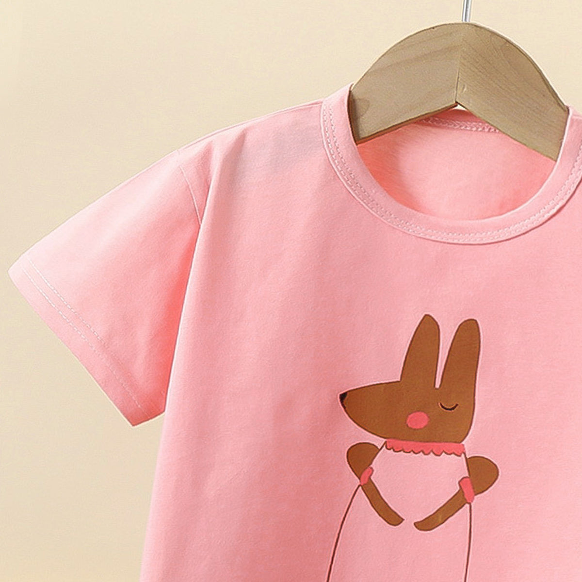 Girls Printed Short Sleeves Pure Cotton T-shirt With Trousers