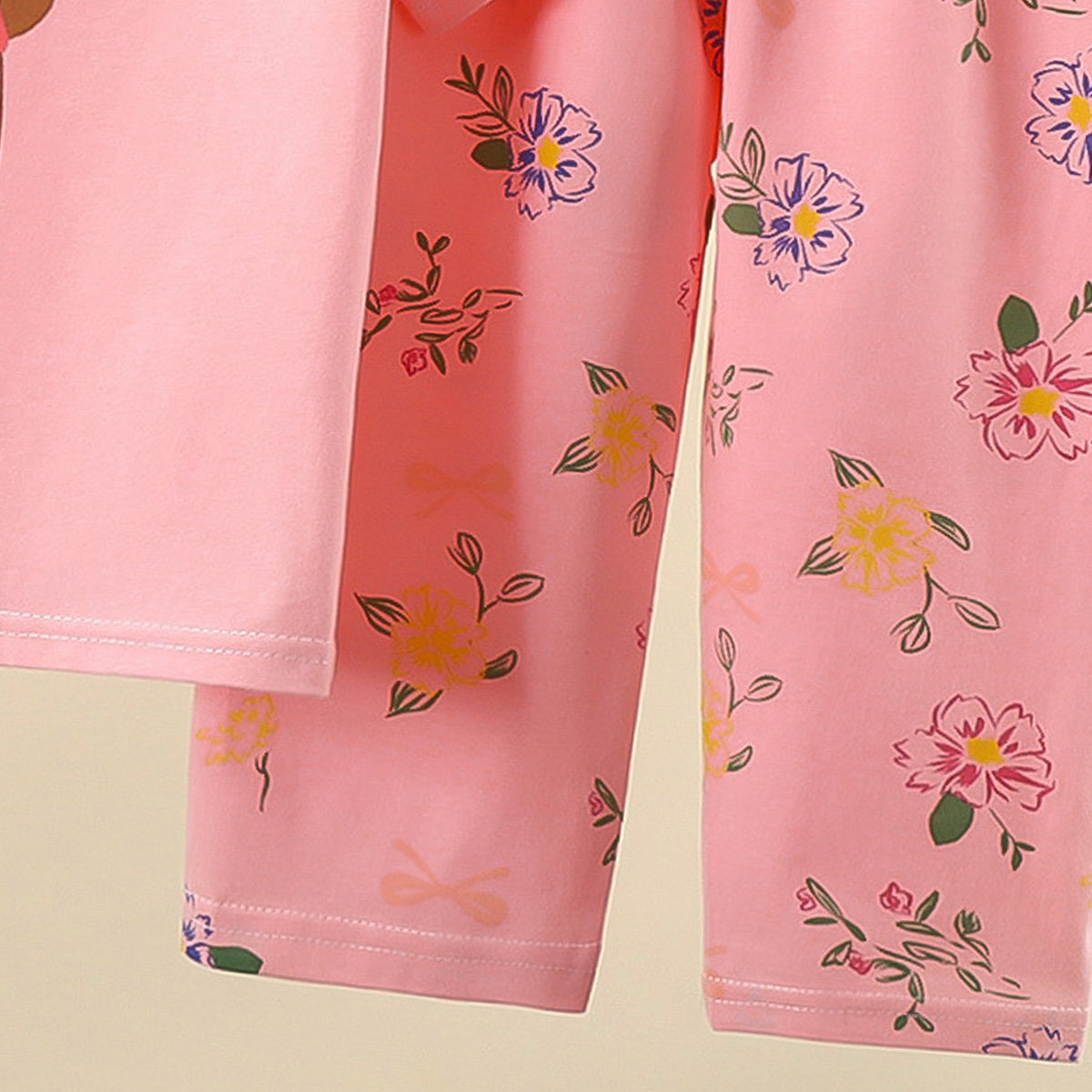 Girls Printed Short Sleeves Pure Cotton T-shirt With Trousers