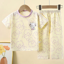 Girls Printed Short Sleeves T-shirt With Trousers