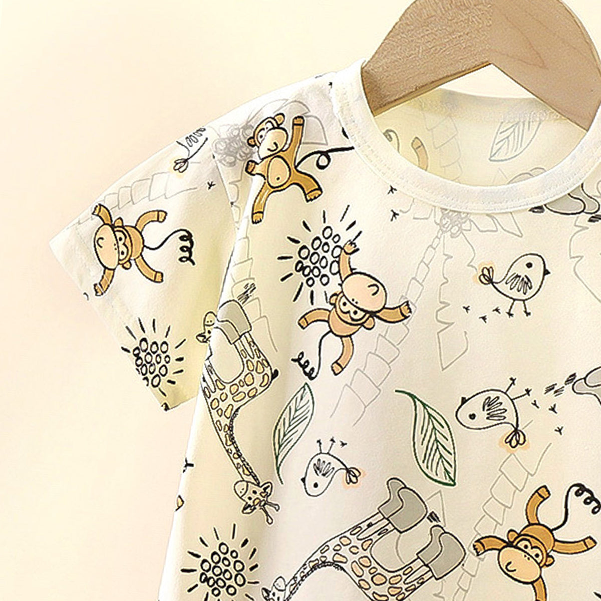 Boys Printed Short Sleeves Pure Cotton T-shirt With Trousers