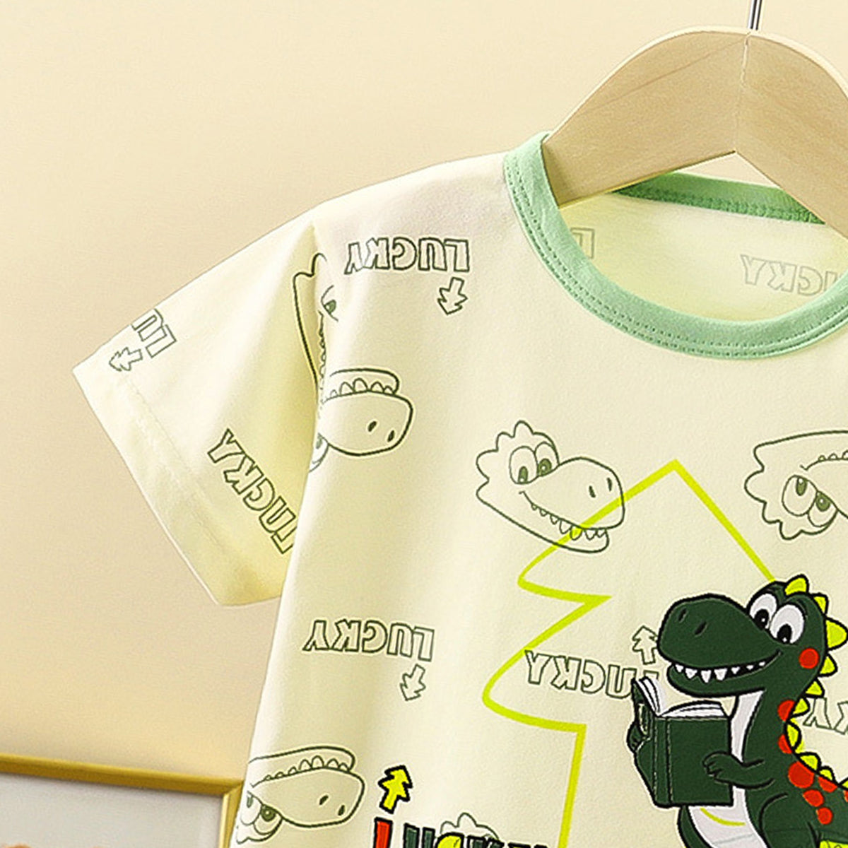 Boys Printed Short Sleeves Pure Cotton T-shirt With Trousers