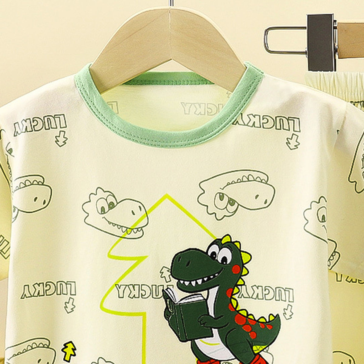 Boys Printed Short Sleeves Pure Cotton T-shirt With Trousers