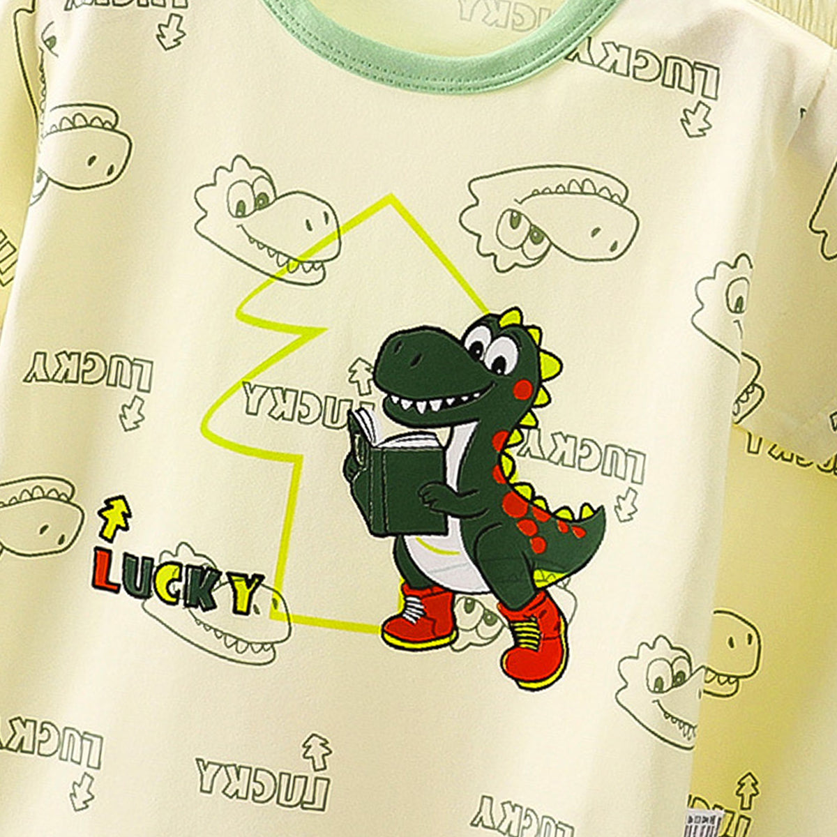 Boys Printed Short Sleeves Pure Cotton T-shirt With Trousers