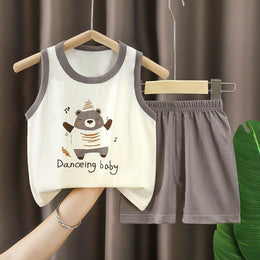 Boys Printed Short Sleeves Pure Cotton T-shirt With Shorts