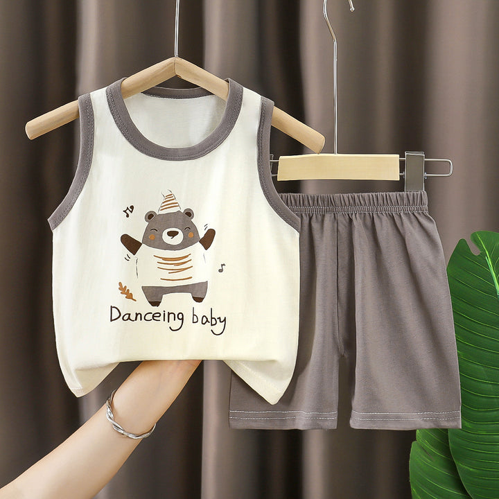 Boys Printed Short Sleeves Pure Cotton T-shirt With Shorts