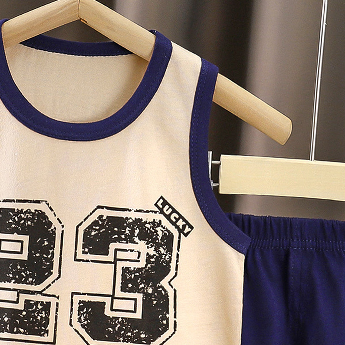 Boys Printed Sleeveless Pure Cotton T-shirt With Shorts