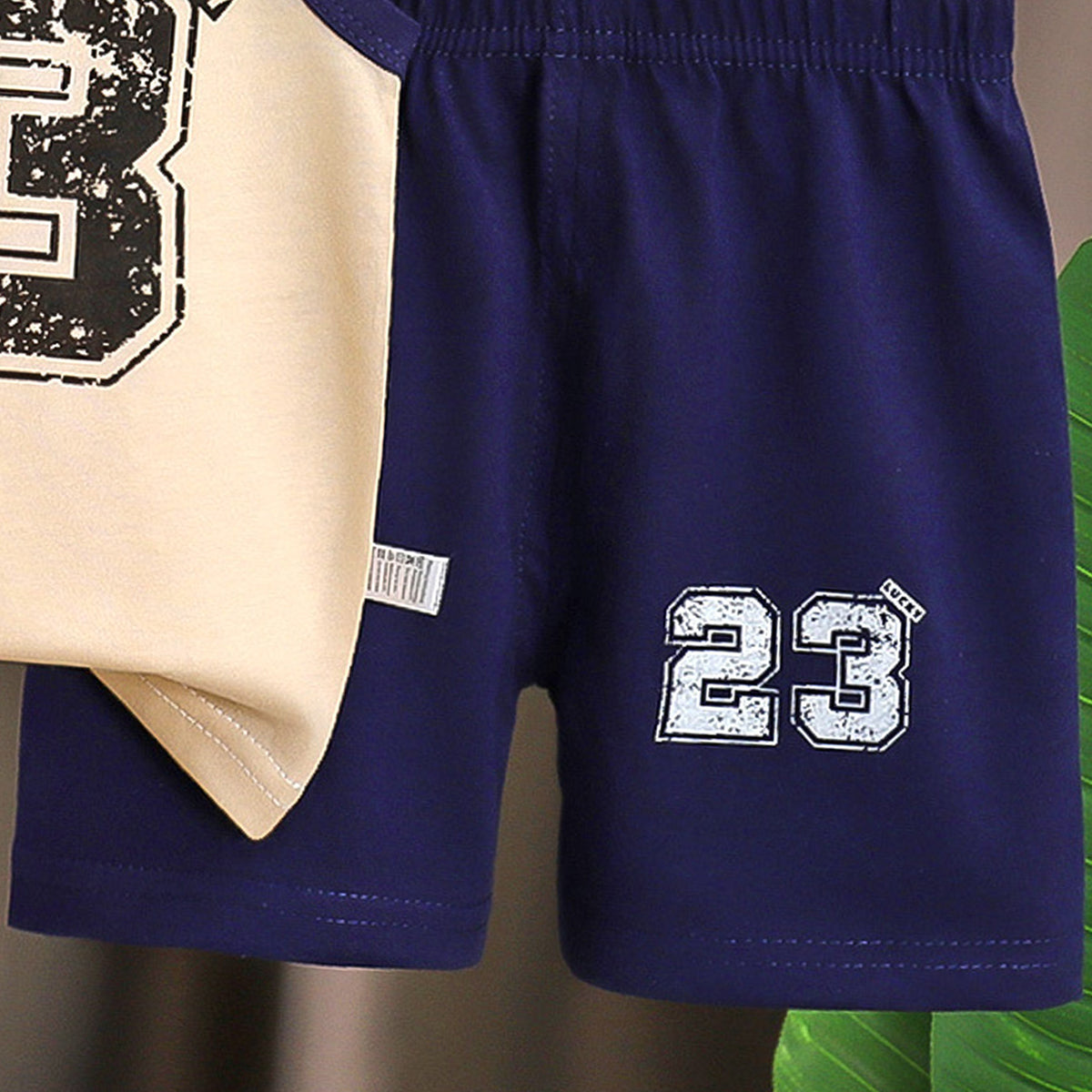 Boys Printed Sleeveless Pure Cotton T-shirt With Shorts