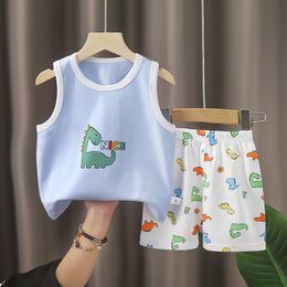 Boys Printed Pure Cotton T-shirt With Shorts