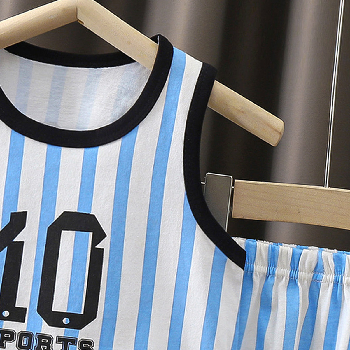 Boys Striped Round Neck Pure Cotton T-shirt With Shorts
