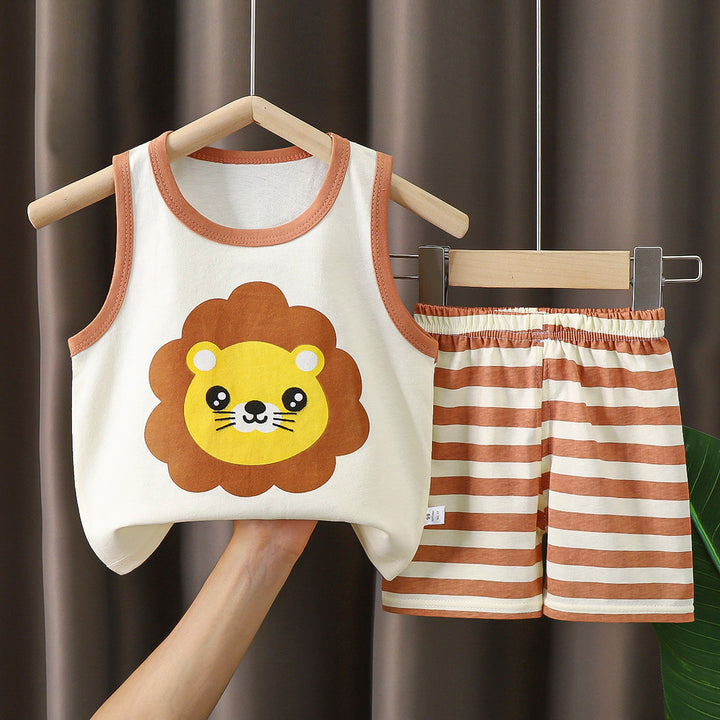 Boys Printed Pure Cotton T-shirt With Shorts