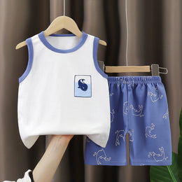 Boys Printed Pure Cotton T-shirt With Shorts
