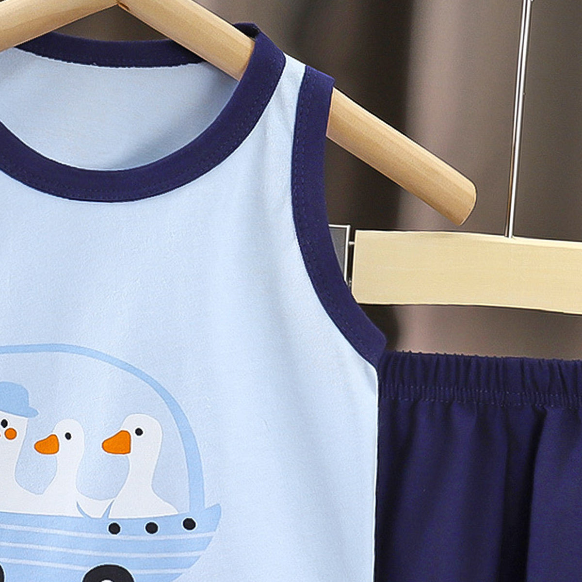 Boys Printed Short Sleeves Pure Cotton T-shirt With Shorts
