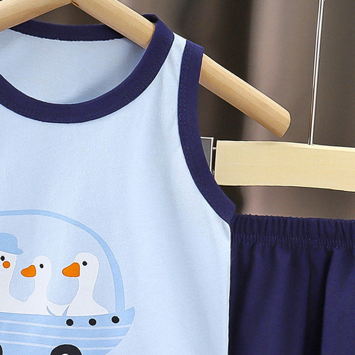 Boys Printed Short Sleeves Pure Cotton T-shirt With Shorts