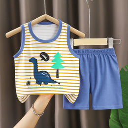 Boys Printed Pure Cotton T-shirt With Shorts